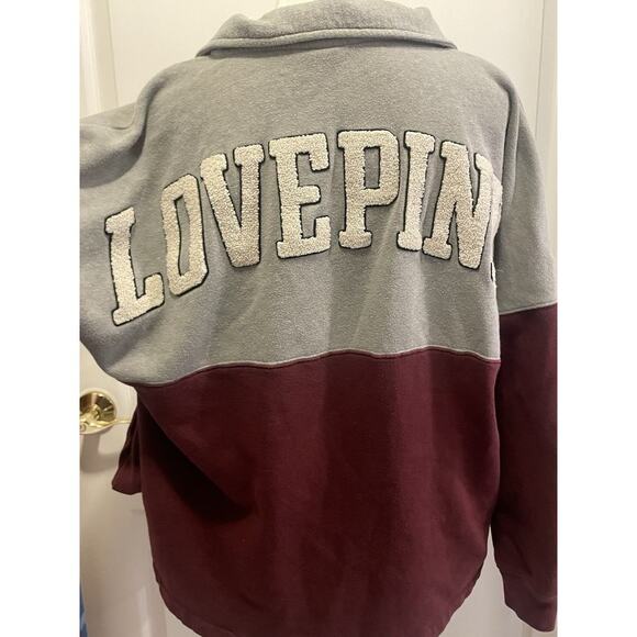 Pink Victoria's Secret Women Sweatshirt Medium Spell out M 1/4 Zip Mock Neck VS - Picture 2 of 10